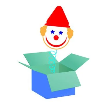 Clown on a spring from a box Stock Illustration