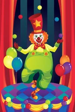 Clown on stage Stock Illustration