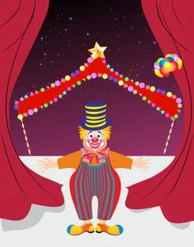 Clown on stage Illustrazione stock