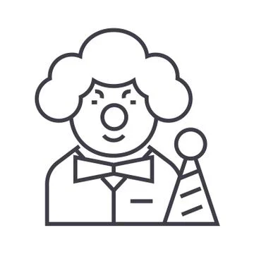 Clown vector line icon, sign, illustration on background, editable strokes Illustrazione stock