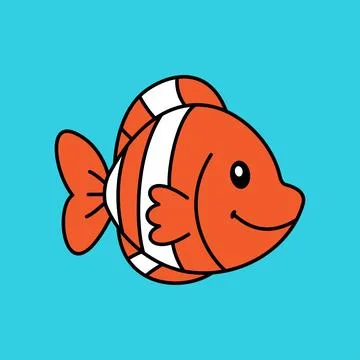Clownfish cartoon cute vector template Stock Illustration