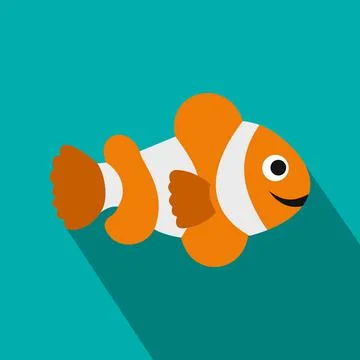 Clownfish flag icon, flat style Stock Illustration