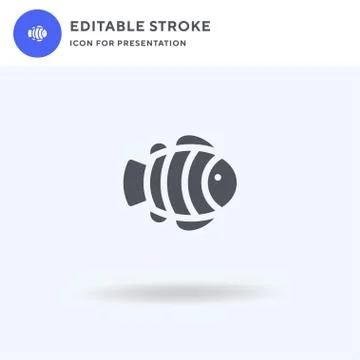 Clownfish icon vector, filled flat sign, solid pictogram isolated on white, logo Stock Illustration