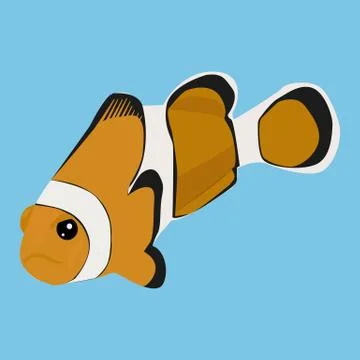 Clownfish vector icon on a blue background. Anemone fish illustration isolated Stock Illustration