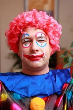 Clowns face in closeup Stock Photos