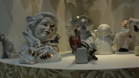 The Clowns Figurines Stock Footage 107979747