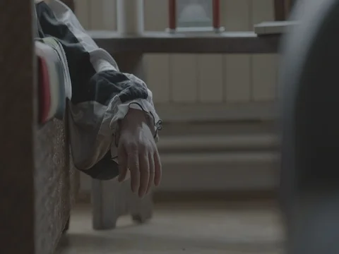 Clown's hand while sleeping cinema movie style Stock Footage 71615133