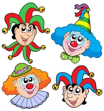 Clowns head collection  Stock Illustration