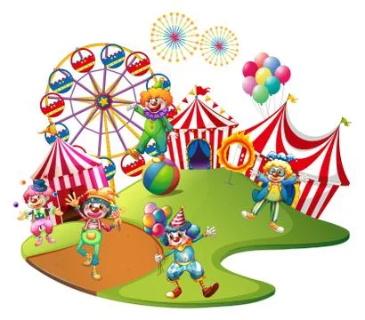 Clowns performing in the circus Illustrazione stock