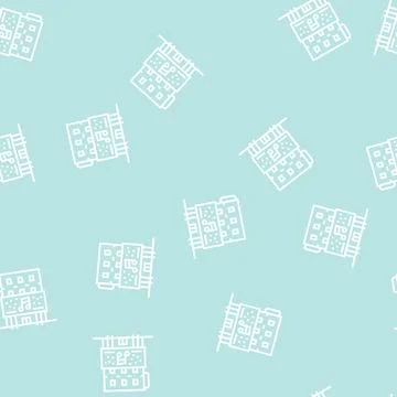 Club building line seamless pattern Stock Illustration