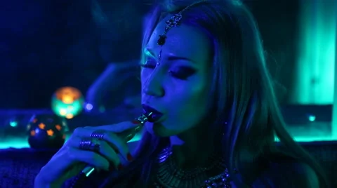 Club Eastern Party  Nightlife. Beautiful Sexy Young Glamorous Woman with St Stock Footage 59642137