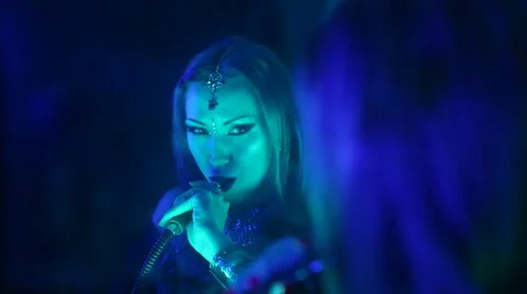 Club Eastern Party  Nightlife. Beautiful Sexy Young Glamorous Woman with St Stock Footage 59642347