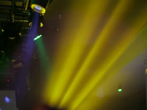 Club light, colored rays at the disco Stock Footage 74209436