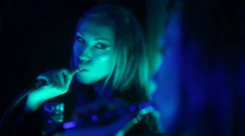 Club Party  Nightlife. Beautiful Sexy Young Glamorous Woman Relaxing in the Stock Footage 59641753