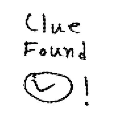 Clue found hand drawn graphic with discovery investigation detective solution Stock Illustration