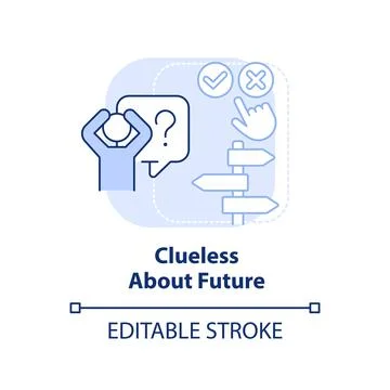 Clueless about future light blue concept icon Stock Illustration