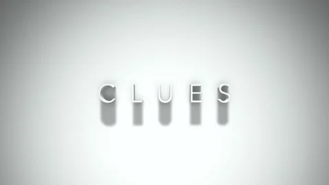 Clues 3D title animation with shadows on a white background Stock Footage 296524064