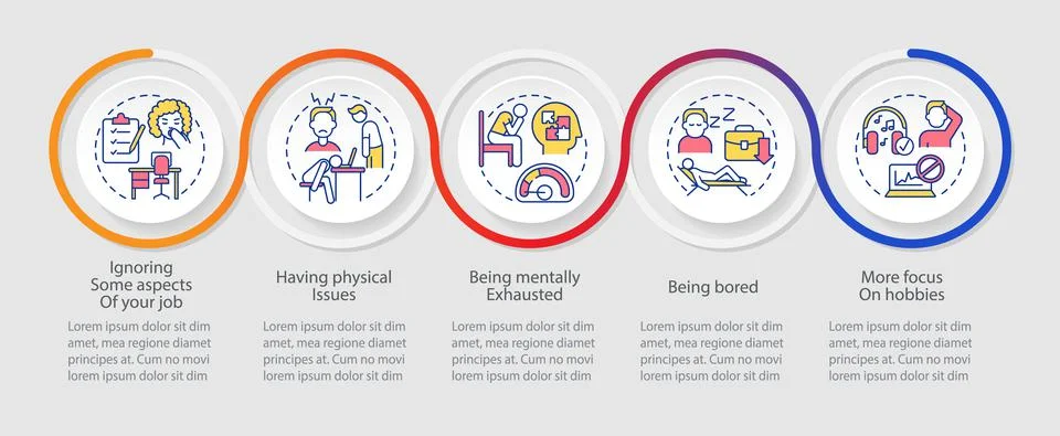 Clues of wrong career choice loop infographic template Illustrazione stock