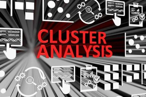 CLUSTER ANALYSIS concept blurred background 3d render illustration Stock Illustration