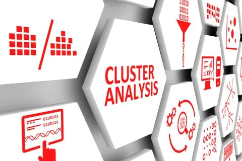 CLUSTER ANALYSIS concept cell background 3d illustration Stock Illustration