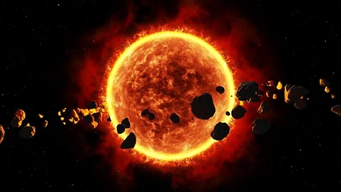 A cluster of asteroids revolving around the Sun Stock-Footage 77170072