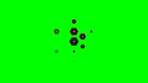 A cluster of black hexagon shapes arranged on a vibrant green screen backgrou Stock Footage 340264974