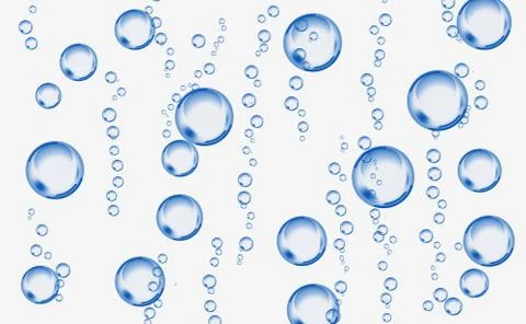 A cluster of blue bubbles on a textured gray background. Stock-Illustration
