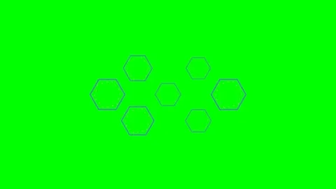 A cluster of blue hexagonal frames isolated against a vibrant green backgroun Stock Footage 340903348