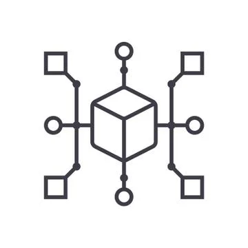 Cluster diagram vector line icon, sign, illustration on white background, edi Stock Illustration