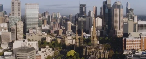 Cluster of downtown skyscrapers Stock Footage 81002475