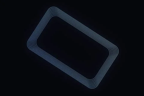 A cluster of fine, glowing blue rounded rectangles tilts diagonally across .. 스톡 일러스트