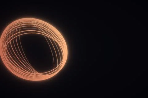 A cluster of fine, overlapping orange light loops glows on the left side of.. Stock Illustration