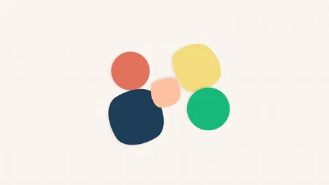 A cluster of five colorful soft organic shapes on a clean white background Stock Footage 336263315