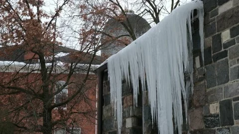 Cluster of Giant Icicles 4K Stock Footage 150760618