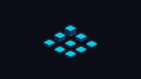 A cluster of glowing blue isometric cubes arranged on a dark background 스톡 동영상 338310464