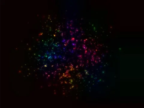 A cluster of glowing lights of different sizes. Starlight. The city lights at Stock Illustration