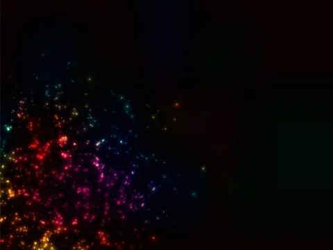 A cluster of glowing lights of different sizes. Starlight. The city lights at Stock Illustration