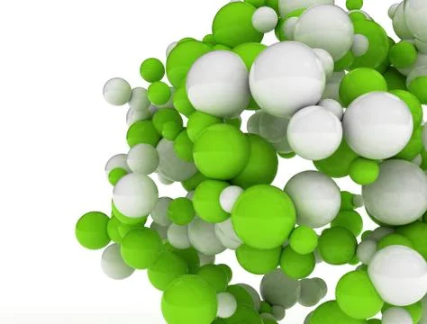 Cluster of green and white 3d spheres Illustrazione stock
