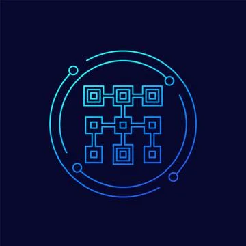 Cluster icon in linear design Stock Illustration