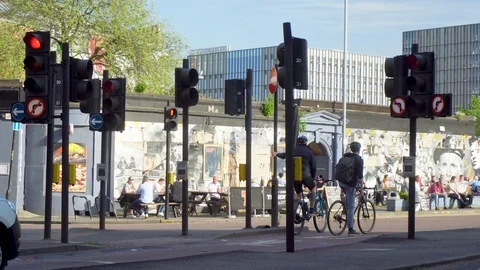Cluster of Many Traffic Lights in One Spot in Streets of Glasgow, Scotland, UK Video stock 119325253