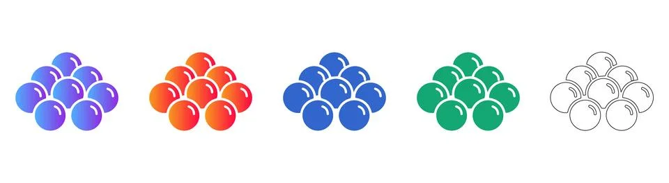 Cluster of Marbles Icon Pack with Gradient Styles Stock Illustration