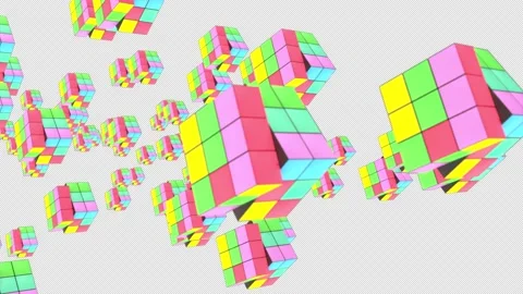 Cluster Multicolor Transforming Cubes Stock Footage 170940984