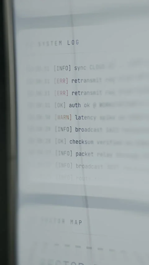 Cluster networking system log output showing real-time events Stock Footage 335485519