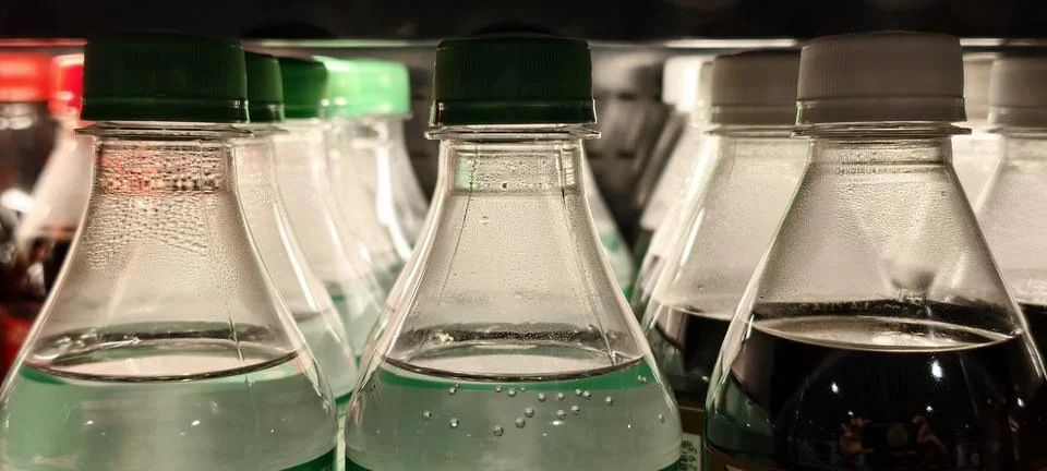 Cluster of plastic beverage bottles Stock Photos