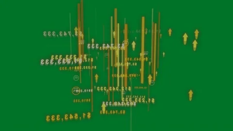Cluster popping starting 3D viz, bars rising, numbers glowing, arrows moving, Stock Footage 329531925