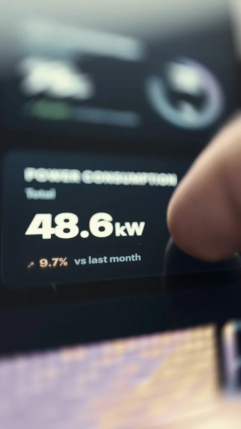 Cluster Power Consumption Reading 48.6 Kilowatts 4K Stock Footage 341335823