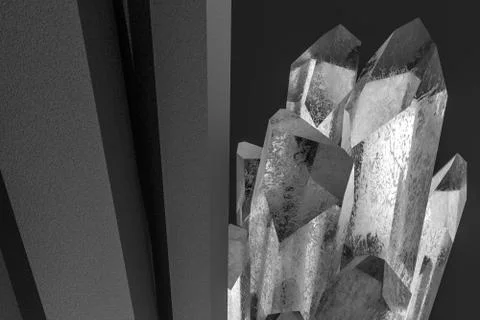 A cluster of precision-cut magic crystal, science fiction and magic theme, 3d Stock-Illustration