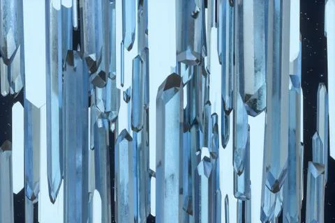 A cluster of precision-cut magic crystal, science fiction and magic theme, 3d Stock Illustration