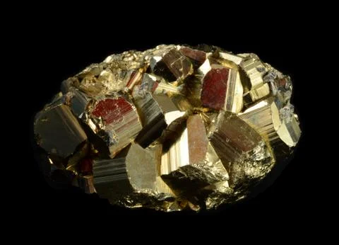 Cluster of pyrite crystals Stock Photos