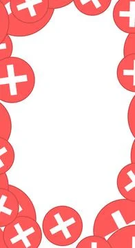 A cluster of red circles with white plus signs on a blank background Stock Illustration